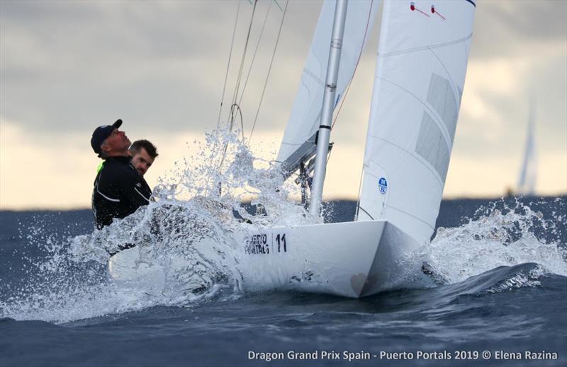 Dmitry Samokhin, Andrey Kirilyuk and Kasper Harsberg claim victory in race five - 2019 Dragon Grand Prix Spain - Day 3 photo copyright Elena Razina taken at  and featuring the Dragon class