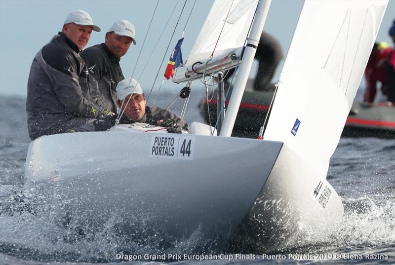 Evgenii Braslavets, Sergey Pugachev and Sergey Timokhov aboard Bunker Prince on their way to second place overall at the Dragon Grand Prix European Cup Finals 2019 photo copyright Elena Razina taken at  and featuring the Dragon class