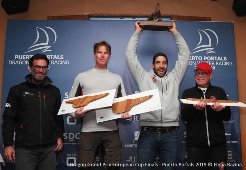 2019 Dragon Grand Prix European Cup Finals Winners Sophie Racing - L to R Martin Westerdahl, Bernardo Freitas and Lars Linger with the Sami Salomaa Flow Trophy - photo © Elena Razina