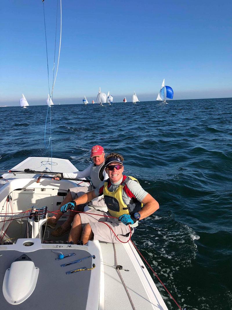 Damien Daniel and Bentley Conn on board Imagination in Port Philip Bay photo copyright Fred Haes taken at  and featuring the Dragon class