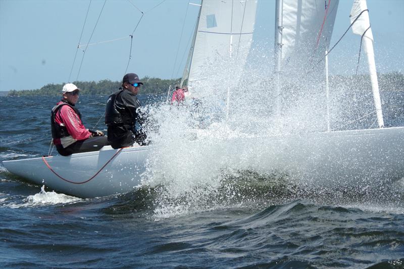 Despite multiple national and international titles, and fresh from the NSW Championship and Prince Philip Cup, Karabos IX was unable to cross the line first in any of the three races on day one photo copyright Jeanette Severs taken at Metung Yacht Club and featuring the Dragon class