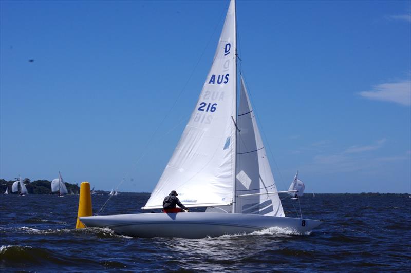 Liquidity traverses the windward gate, chasing the leaders photo copyright Jeanette Severs taken at Metung Yacht Club and featuring the Dragon class