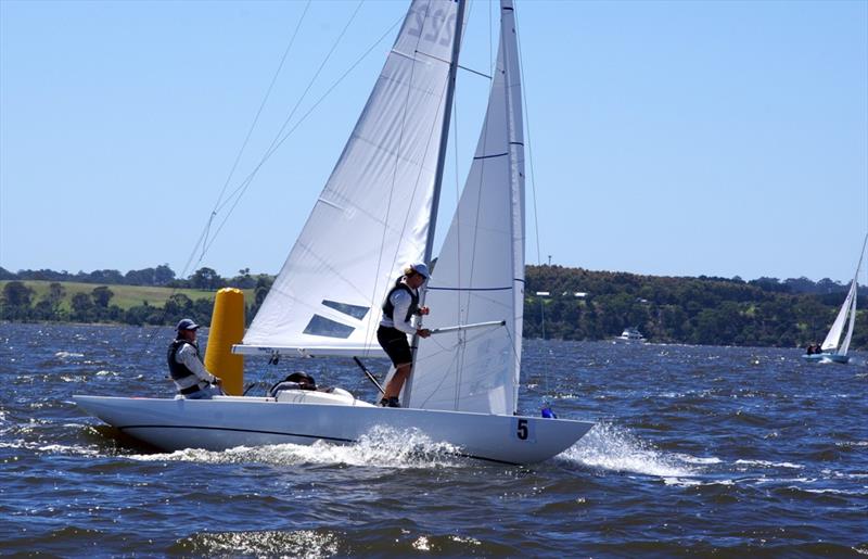 The crew of Gordon getting ready to raise the spinnaker photo copyright Jeanette Severs taken at Metung Yacht Club and featuring the Dragon class