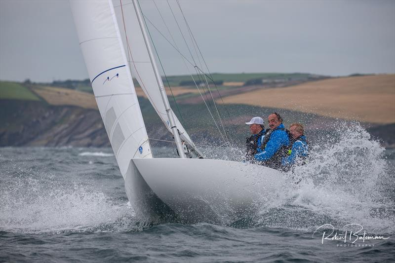 Kinsale Yacht Club Dragon Gold Cup 2024 sponsored by Astra Construction Services Ltd Heading upwind off the Old Head of Kinsale photo copyright Robert Bateman taken at Kinsale Yacht Club and featuring the Dragon class