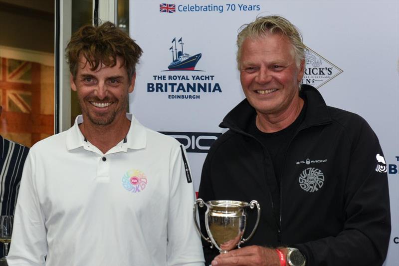 Torvar Mirsky and Jan Eckert receive the The Lancôme Trophy for race five at the 2026 Edinburgh Cup and UK Dragon Grand Prix photo copyright Rick Tomlinson taken at Royal Yacht Squadron and featuring the Dragon class