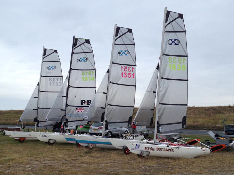 DX Cats line up ahead of the Round Sheppey 2012 photo copyright Kevin Dutch taken at Isle of Sheppey Sailing Club and featuring the DX 15 class