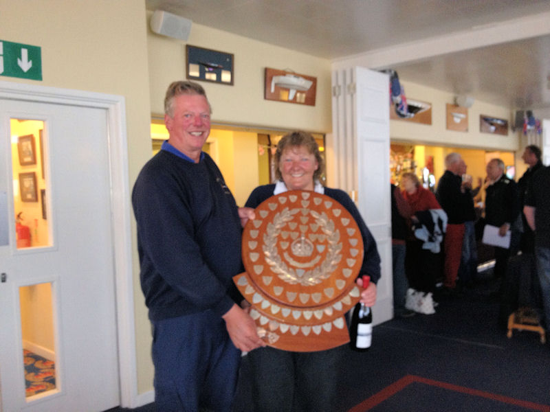 Tony and Chuffy Merewether with the Thames Estuary Shield photo copyright Tony Cross taken at Royal Ocean Racing Club, Cowes and featuring the EAORA class