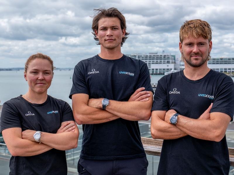 The Live Ocean ETF26 team for 2024 from left: Liv Mackay, Leonard Takahashi, Oscar Gunn photo copyright Live Ocean Racing taken at Royal New Zealand Yacht Squadron and featuring the ETF26 class
