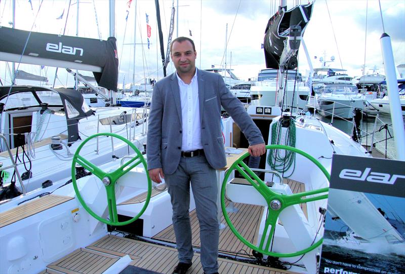 Marko Škrbin, Director of the Marine Division at Elan Yachts, aboard the E4 - photo © Mark Jardine