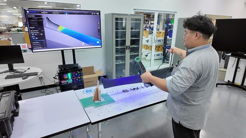 3D scanning a Switch vertical foil - photo © Mark Jardine