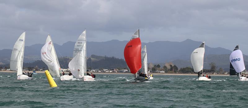 Close at the bottom mark - Elliott 5.9 Travellers Trophy Whitianga, July 2023 photo copyright Elliott 5.9 Class taken at  and featuring the Elliott 5.9 class