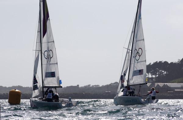 Women's Match Racing on day seven of the London 2012 Olympic Sailing Competition photo copyright Richard Langdon / Ocean Images taken at Weymouth & Portland Sailing Academy and featuring the Elliott 6m class