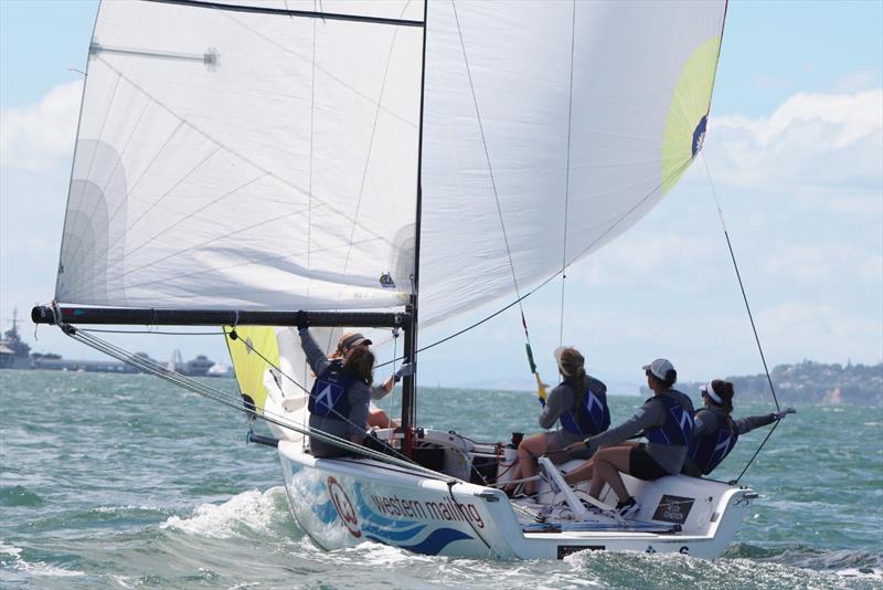 Blecher downwind - Final day, NZ Womens Match Racing Championships, Day 4, February 12, 2019 photo copyright Andrew Delves taken at Royal New Zealand Yacht Squadron and featuring the Elliott 6m class