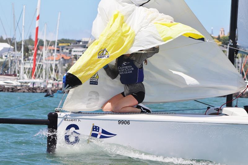California Yacht Club in a tangle - Final day, NZ Womens Match Racing Championships, Day 4, February 12, 2019 photo copyright Andrew Delves taken at Royal New Zealand Yacht Squadron and featuring the Elliott 6m class