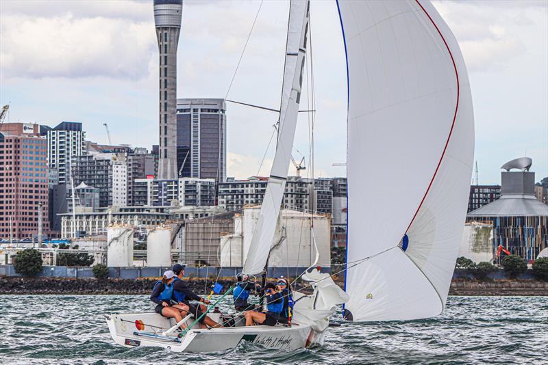 Day 2 - 2020 Harken Youth International Match Racing Cup - February 21, 2020 - Royal NZ Yacht Squadron, Auckland NZ photo copyright Andrew Delves taken at Royal New Zealand Yacht Squadron and featuring the Elliott 6m class