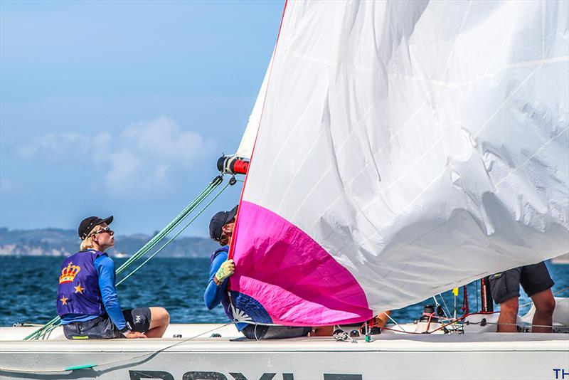 Kjaer (DEN) - Harken Youth Match Racing World Championship  - Day 1 - February 27, 2020 - Waitemata Harbour photo copyright Andrew Delves taken at Royal New Zealand Yacht Squadron and featuring the Elliott 6m class