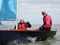 Nonagenarian Peter Webb (left) and his young helm Steve Cranston between races during the Laser and Enterprise Open at Penarth © Tracey Dunford
