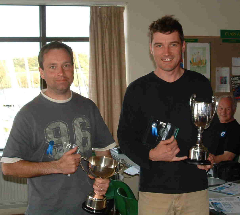 Simon Cook (crew) & Jeff Dyer (helm) from Penarth YC win the Enterprise Inlands photo copyright Jonathan Woodward taken at Rutland Sailing Club and featuring the Enterprise class