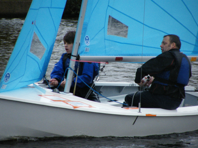 Tony & Sam Woods during the Etherow Country Park Sailing Club Enterprise open photo copyright Steve Blackburn taken at Etherow Country Park Sailing Club and featuring the Enterprise class