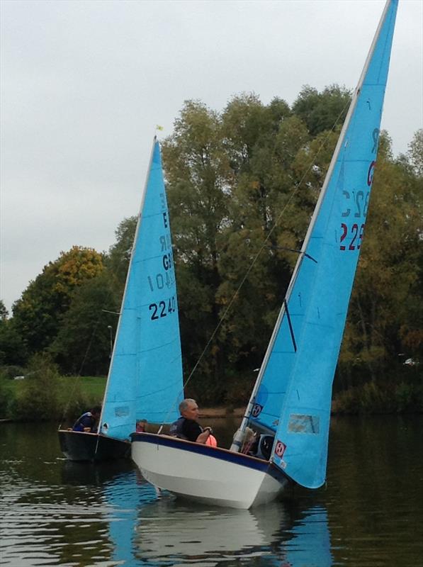 Mike Cossey & Christine Barron lead Greg Croydon & Gail Ranford during race 3 of the Redditch Enterprise Open photo copyright Victoria Rose taken at Redditch Sailing Club and featuring the Enterprise class