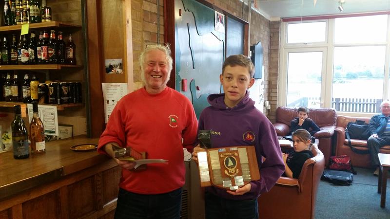 Jack and Derek (grandad) Bryant finish as first home boat in the Enterprise Open at Emberton Park photo copyright Serena Stewardson taken at Emberton Park Sailing Club and featuring the Enterprise class