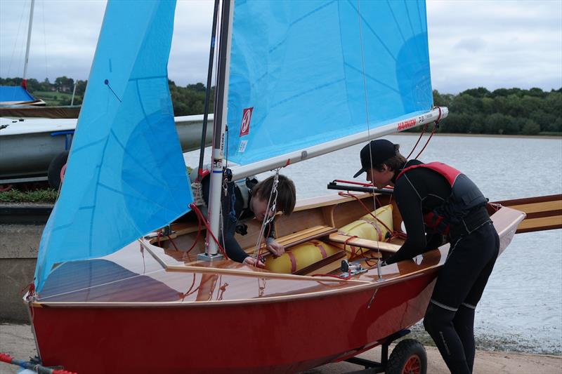 Tinkering to make Woody's boat go quicker during the Noble Marine Enterprise Youth U25 Nationals at Barnt Green photo copyright Sarah Crabtree taken at Barnt Green Sailing Club and featuring the Enterprise class