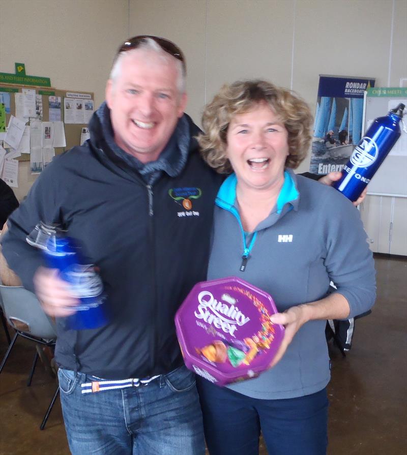 Lady Champion Alice Allen with Paul Hobson at the Enterprise Winter Championship 2016 photo copyright RSC taken at Rutland Sailing Club and featuring the Enterprise class