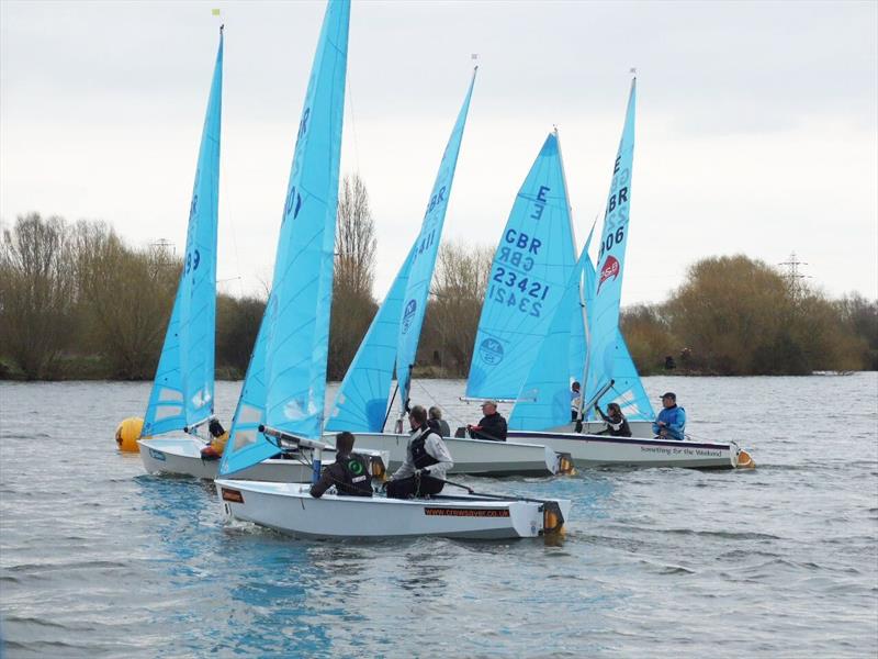 Mark rounding action during the Enterprise Midland Area Championship at Middle Nene SC photo copyright Wilf Kunze taken at Middle Nene Sailing Club and featuring the Enterprise class