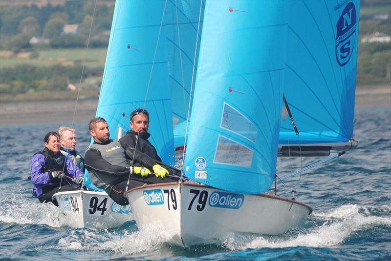 Phil and Jane with the Jackmans on day 4 of the Allen, North Sails & Selden Enterprise Nationals at Mount's Bay photo copyright Martyn Curnow taken at  and featuring the Enterprise class
