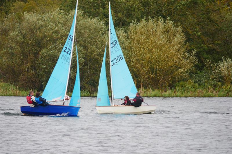 Paul Young & Nathan McGrory lead Luke & Nikki Fisher on the beat during the Emberton Park Enterprise Open photo copyright Rob Bell taken at Emberton Park Sailing Club and featuring the Enterprise class