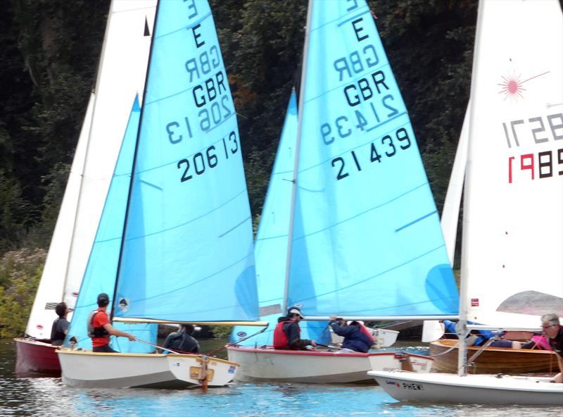 Class winner Ed Mayley (20613) just has his bow in front of second placed Alex Cane (21439), in a crowded run up the east bank of the Thames at the Minima Regatta - photo © Rob Mayley