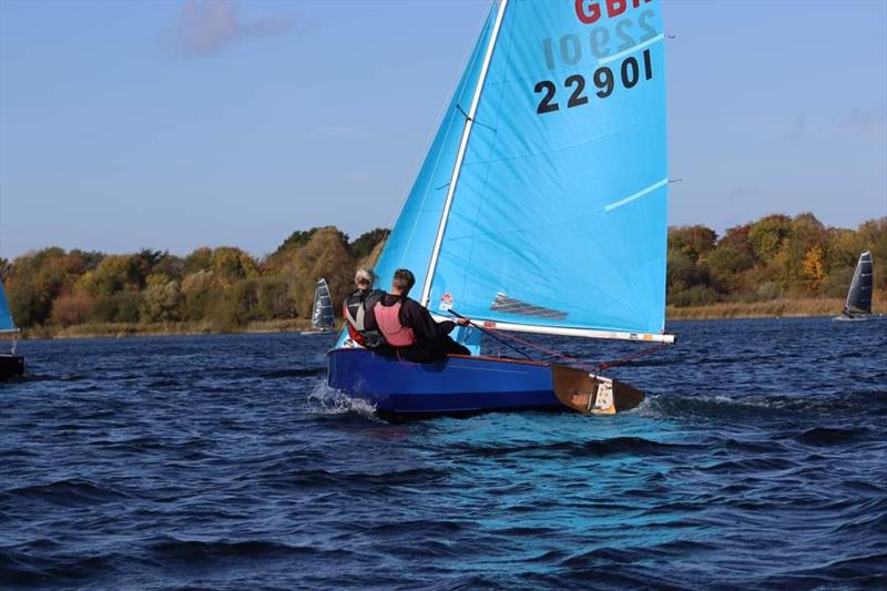 Paul Young and Louise Hassall chase Martin and Rebecca on the beat during the Hunts Enterprise Open photo copyright Helen Bailey taken at Hunts Sailing Club and featuring the Enterprise class