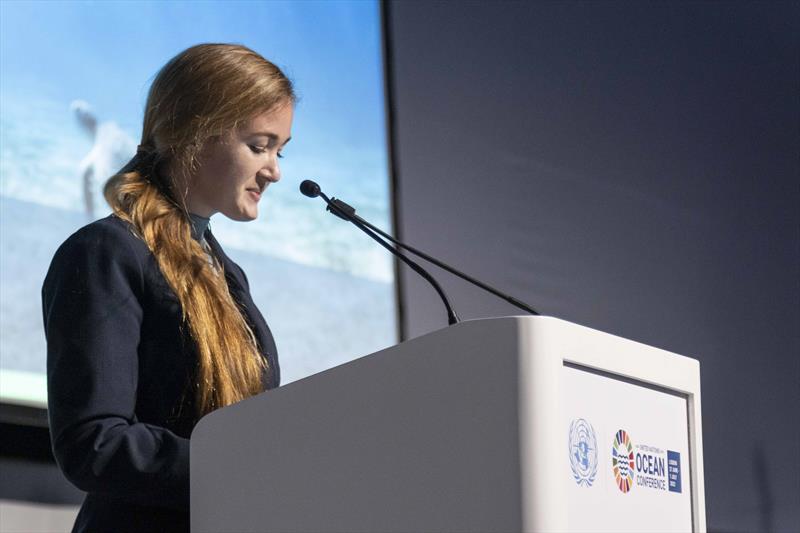 Marine conservation biologist and National Geographic Explorer Callie Veelenturf at The Ocean Race's ocean rights event at the UN Ocean Conference, 30th June 2022 - photo © Cherie Bridges / The Ocean Race