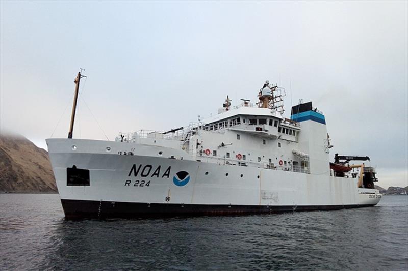 Research Vessel Oscar Dyson leaving Dutch Harbor photo copyright Paul Hillman / NOAA Fisheries taken at  and featuring the Environment class