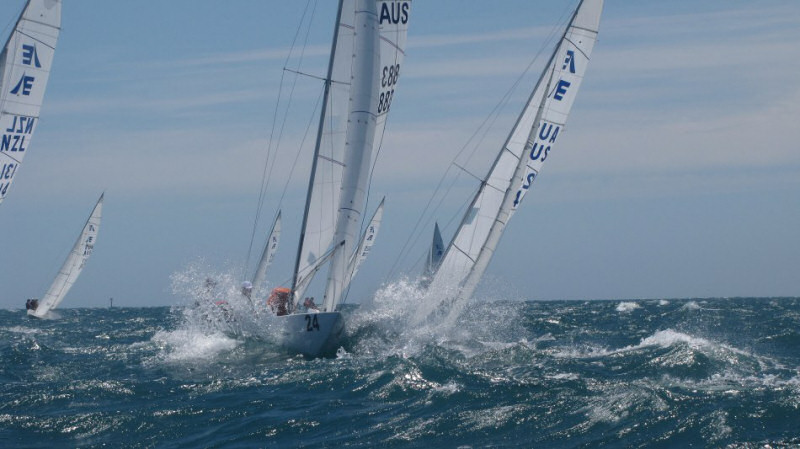 Racing on day four of the Etchells Australian Championship photo copyright Steve Hall taken at Royal SA Yacht Squadron and featuring the Etchells class