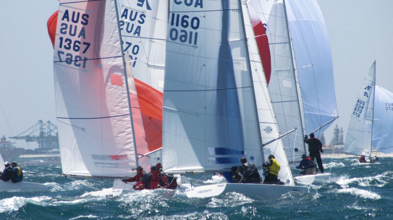 Racing on day five of the Etchells Australian Championship photo copyright Steve Hall taken at Royal SA Yacht Squadron and featuring the Etchells class