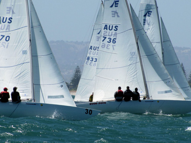 Racing on day five of the Etchells Australian Championship photo copyright Steve Hall taken at Royal SA Yacht Squadron and featuring the Etchells class