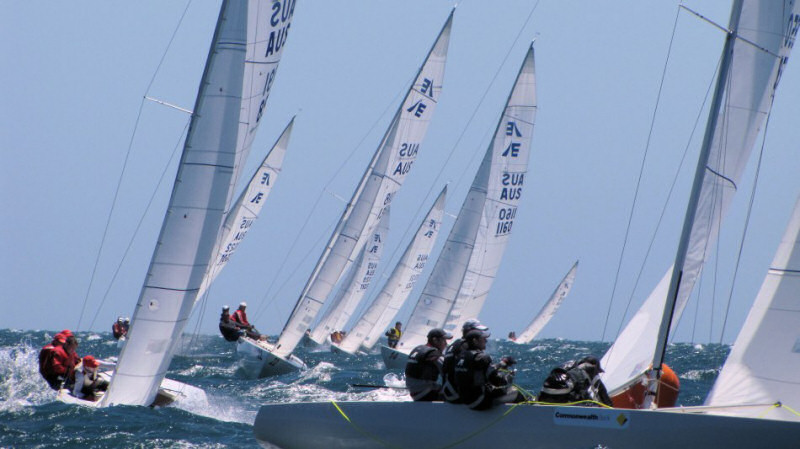 Racing on day five of the Etchells Australian Championship photo copyright Steve Hall taken at Royal SA Yacht Squadron and featuring the Etchells class