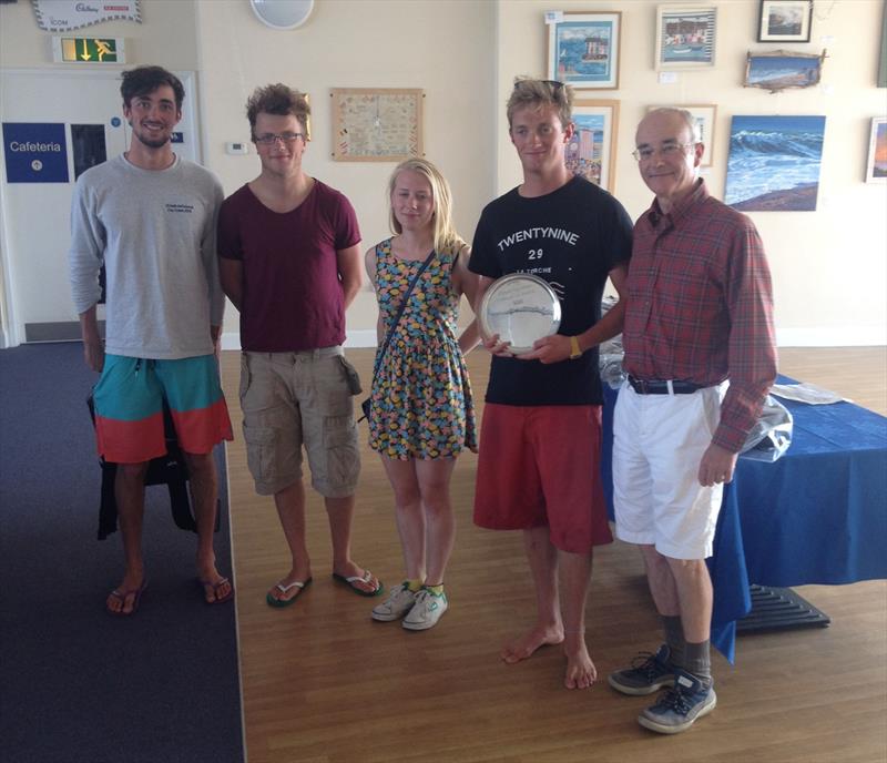Ashley Goddard, Bryn Philips, Philie Holinghurst & Jack Muldoon the 2014 UK Etchells Corinthian National Champions with David Franks photo copyright Rob Goddard taken at Weymouth & Portland Sailing Academy and featuring the Etchells class