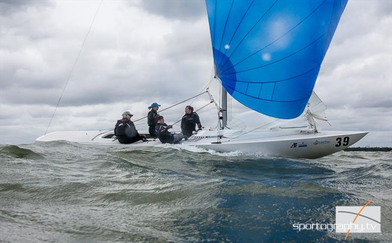 Robert Elliott, Chairman and Senior Partner of Linklaters London, on day 2 of the Etchells Worlds in Cowes - photo © Alex Irwin / www.sportography.tv