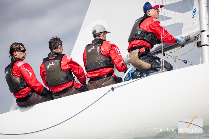 Mark Thornburrow (AUS), representing the Royal Hong Kong Yacht Club, on day 5 of the Etchells Worlds in Cowes - photo © Alex Irwin / www.sportography.tv