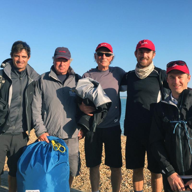 Scott Kaufman, Jesse Kirkland, Lucas Calabrese and Austen Andersen, with their coach Barry Dunning on day 5 of the Etchells Worlds in Cowes - photo © Alex Irwin / www.sportography.tv