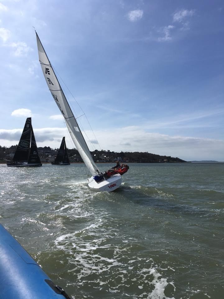 Ellie training with her Etchell team off Cowes photo copyright Ellie Cumpsty taken at Royal London Yacht Club and featuring the Etchells class