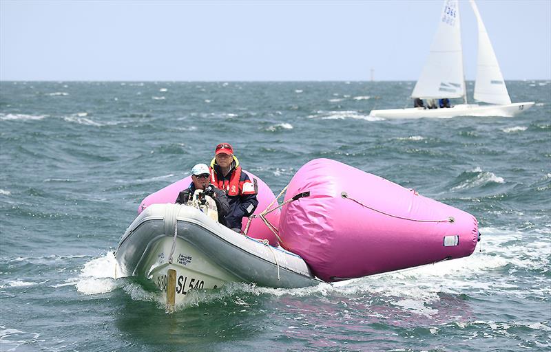 RBYC Commodore Paul Pascoe was one of the volunteers on the course  on day 1 of the 2020 Etchells Australian Championship - photo © John Curnow