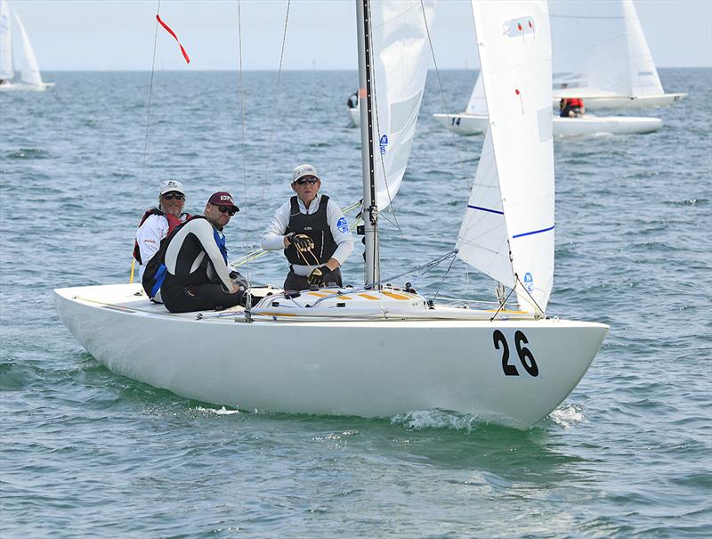 Peter Coleman, Ben Morrison-Jack and Glen Fergusson on Shoulda Gone Left on day 2 of the 2020 Etchells Australian Championship photo copyright John Curnow taken at Royal Brighton Yacht Club and featuring the Etchells class