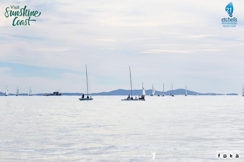 The fleet waited for breeze for over three hours on day 2 of the Etchells Australian Nationals photo copyright Nic Douglass / www.AdventuresofaSailorGirl.com taken at Mooloolaba Yacht Club and featuring the Etchells class