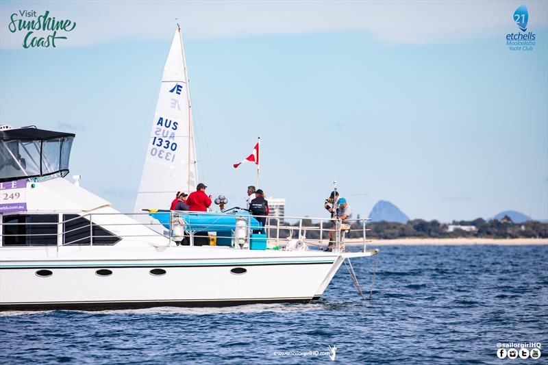 Great patience from the volunteers and RC with breeze from all directions on day 2 of the Etchells Australian Nationals photo copyright Nic Douglass / www.AdventuresofaSailorGirl.com taken at Mooloolaba Yacht Club and featuring the Etchells class