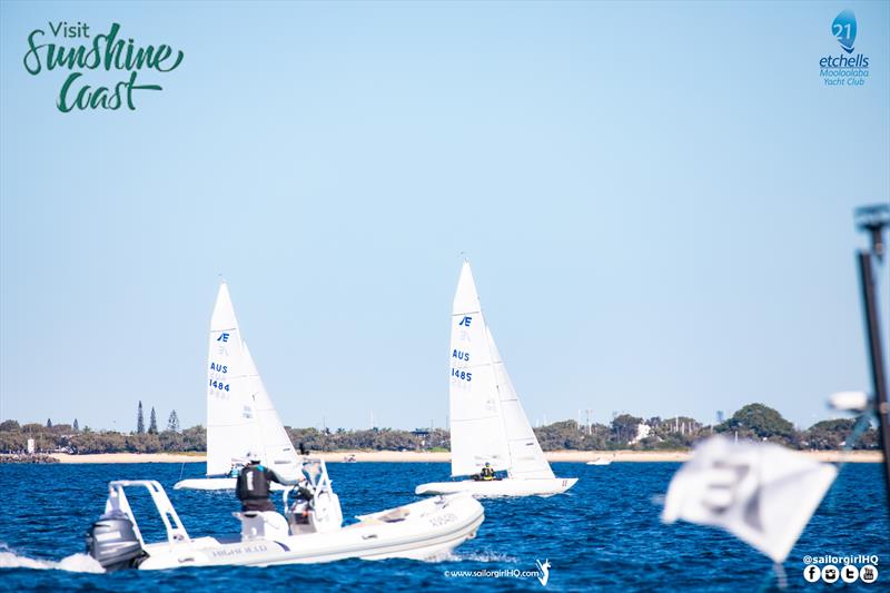 First Tracks and Lisa Rose glued together on the final Race 8 work at the Etchells Australian Nationals photo copyright Nic Douglass / www.AdventuresofaSailorGirl.com taken at Mooloolaba Yacht Club and featuring the Etchells class