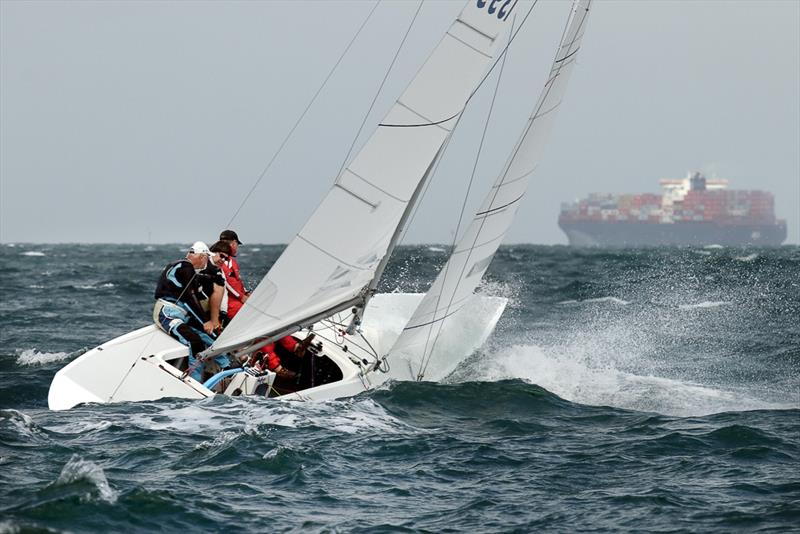 That's Life tuning up for the days racing. Skippered by Ian Crisp and crewed by David Blatchford and Jefferson Bacon photo copyright Alex McKinnon Photography taken at Royal Brighton Yacht Club and featuring the Etchells class