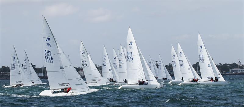 Just after the start in Race Four of the series photo copyright Alex McKinnon Photography taken at Royal Brighton Yacht Club and featuring the Etchells class